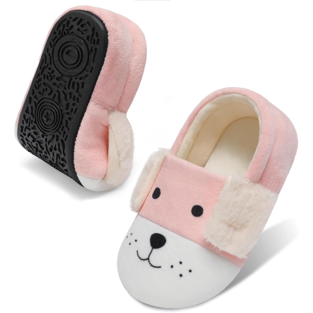 image:imageLeIsfIt Toddler Slippers Boys Girls Cartoon Plush House ShoesDogpink