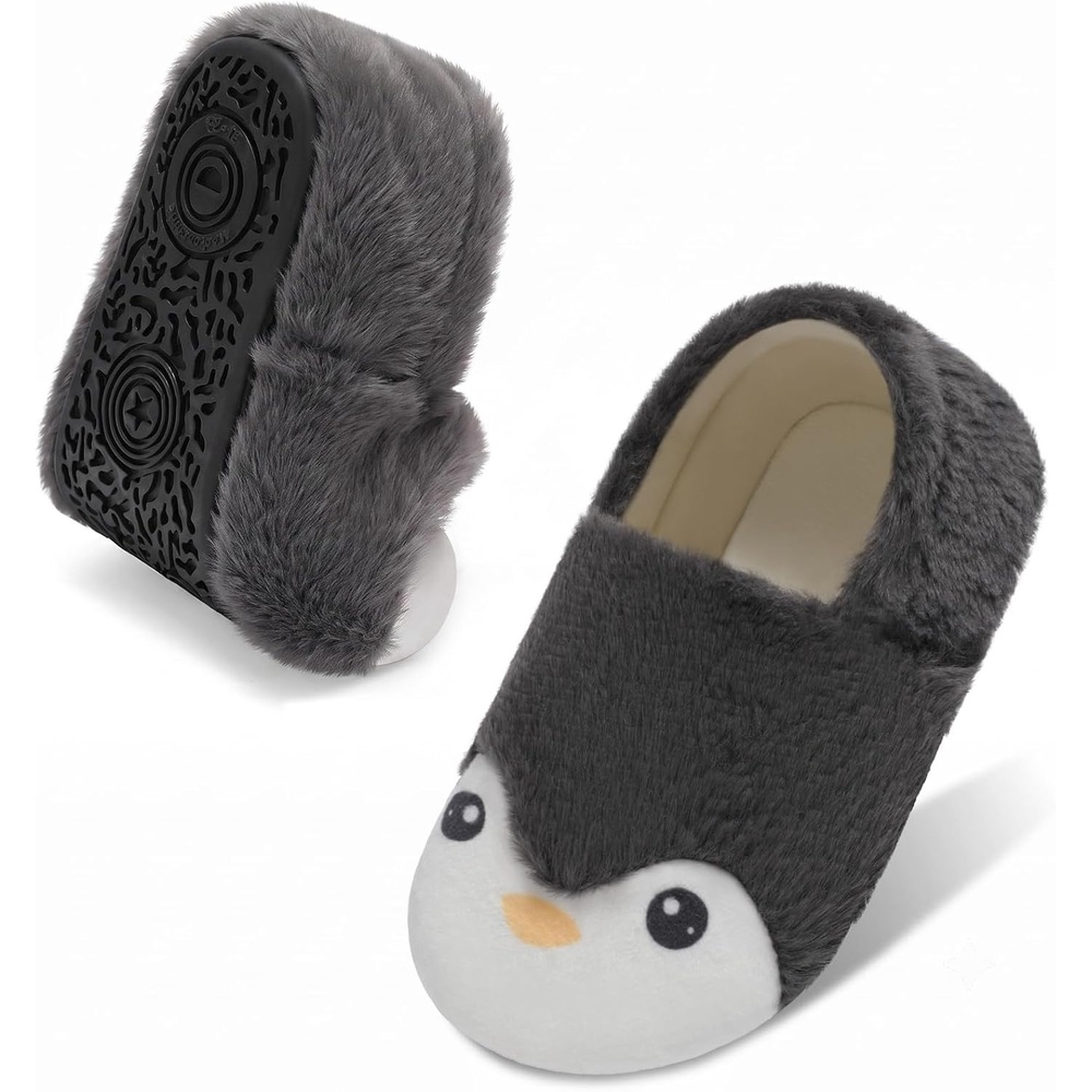 image:imageLeIsfIt Toddler Slippers Boys Girls Cartoon Plush House ShoesPenguingrey