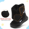 LeIsfIt Toddler Snow Boots Boys Girls Plush Lined Winter Boots(Black)