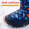LeIsfIt Toddler Snow Boots Boys Girls Plush Lined Winter Boots(Bluedinosaur)
