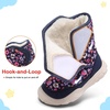 LeIsfIt Toddler Snow Boots Boys Girls Plush Lined Winter Boots(Navyflower)