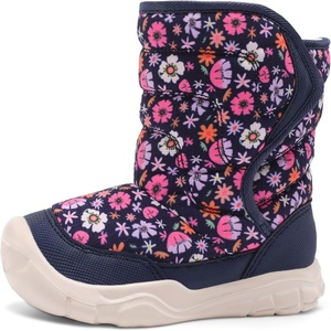 LeIsfIt Toddler Snow Boots Boys Girls Plush Lined Winter Boots(Navyflower)