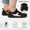 LeIsfIt Women’s Retro Fashion Sneakers Wide Toe Box Slip-On Barefoot Shoes(Black/White)