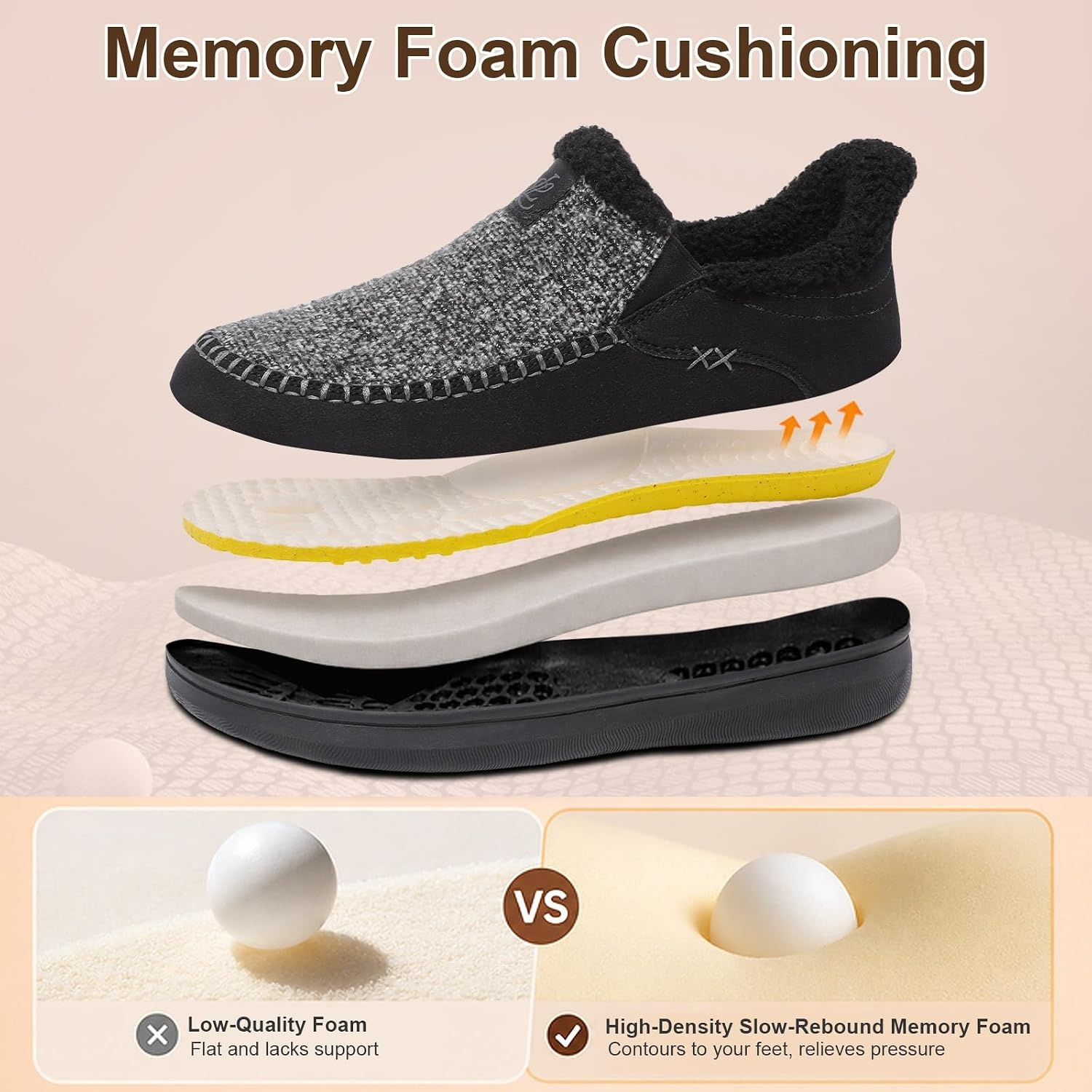 image:imageLeIsfIt Mens Moccasin Slippers Wide Toe Box SlipOn Winter House ShoesBlack Mix