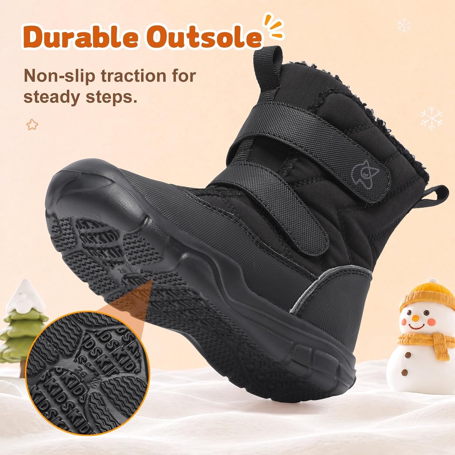 image:imageLeIsfIt Toddler Boots Boys Girls Plush Lined Snow Boots Warm Winter ShoesBlack