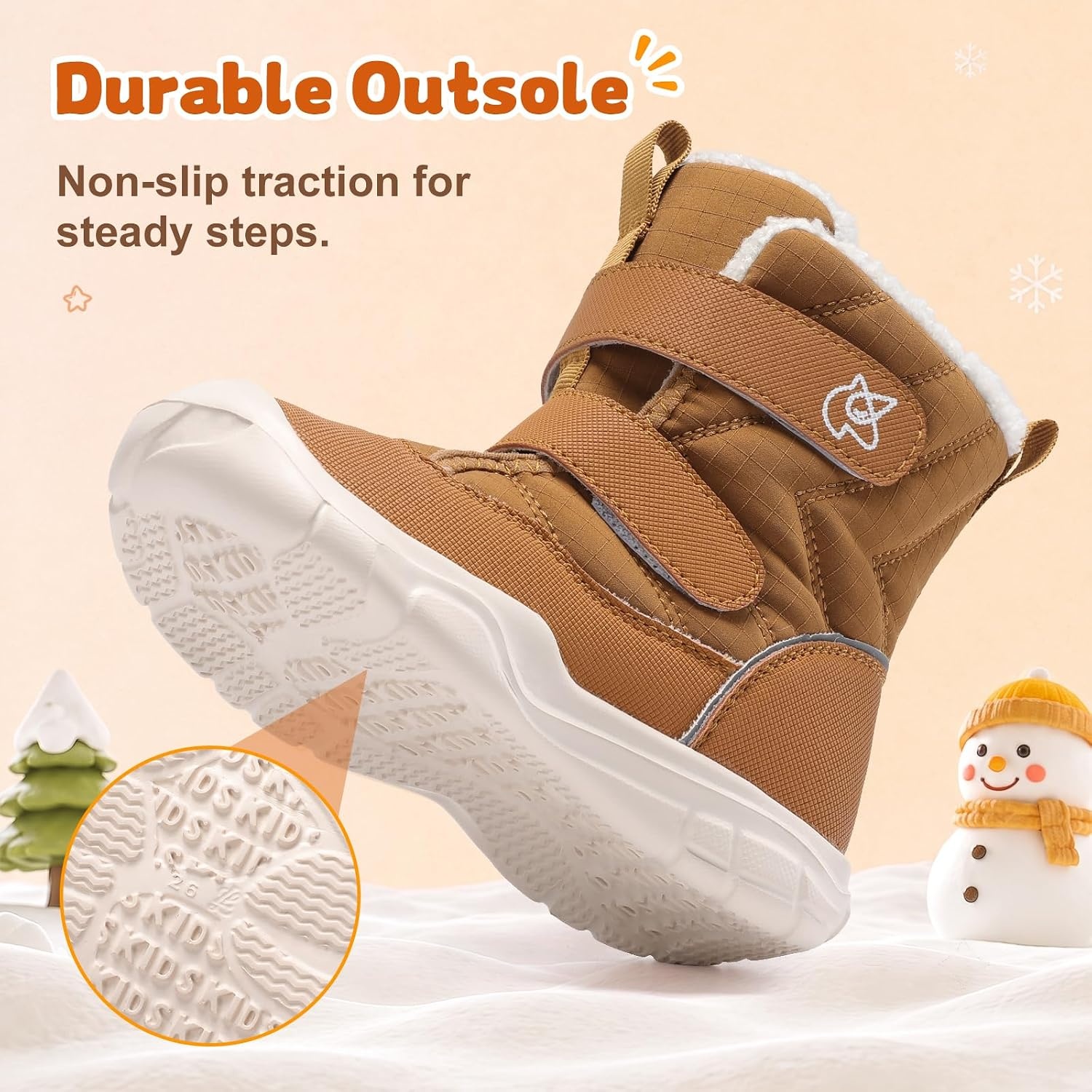 image:imageLeIsfIt Toddler Boots Boys Girls Plush Lined Snow Boots Warm Winter ShoesBrown
