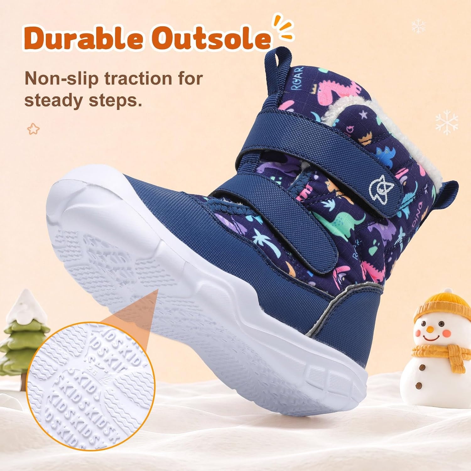image:imageLeIsfIt Toddler Boots Boys Girls Plush Lined Snow Boots Warm Winter ShoesDinosaur