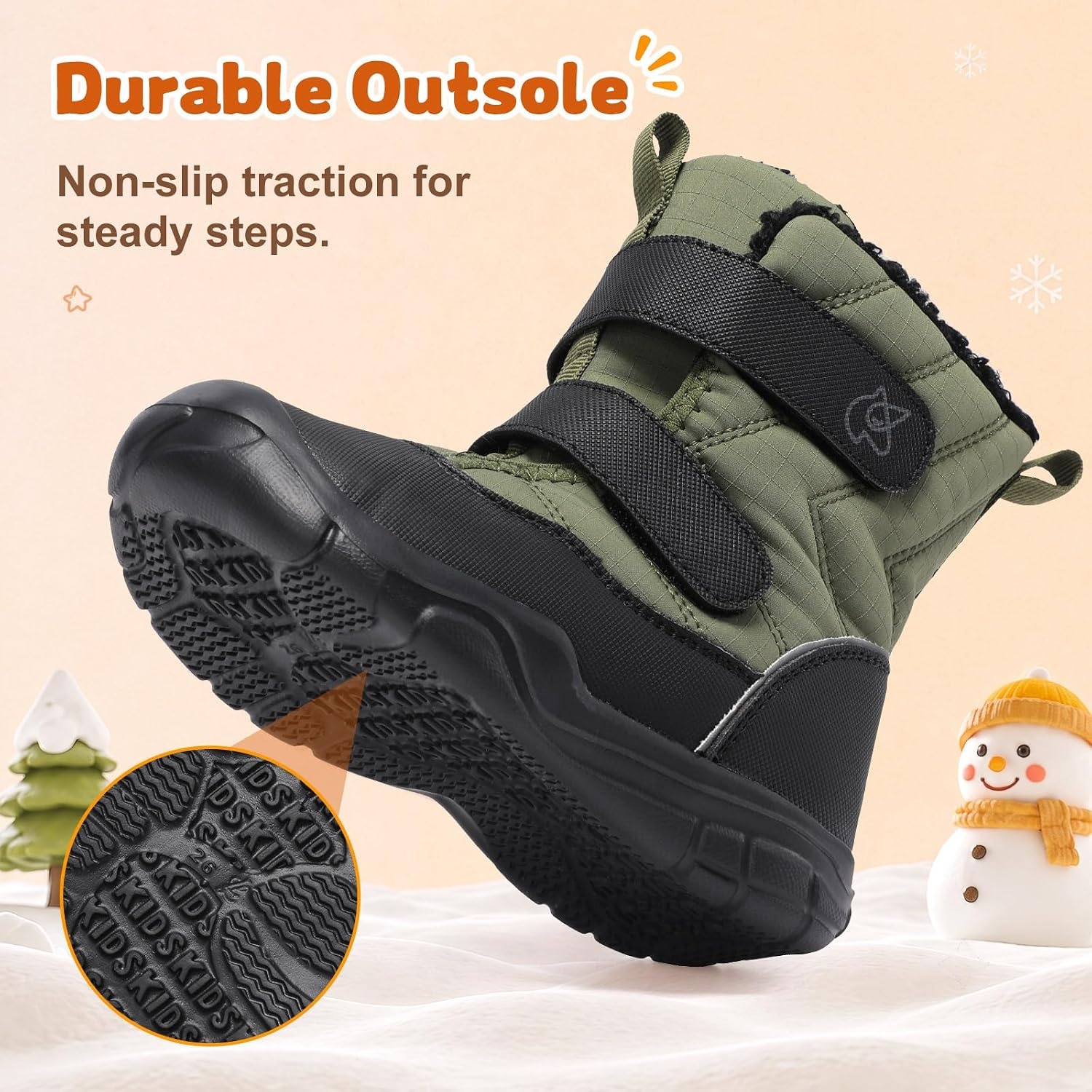 image:imageLeIsfIt Toddler Boots Boys Girls Plush Lined Snow Boots Warm Winter ShoesGreen