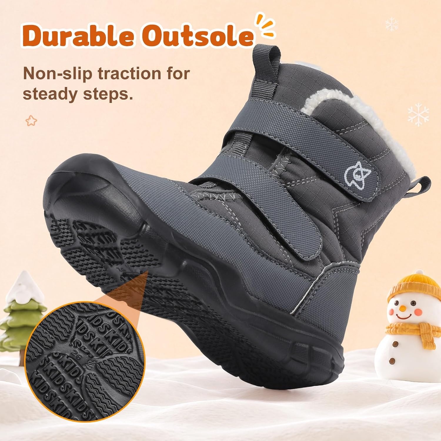 image:imageLeIsfIt Toddler Boots Boys Girls Plush Lined Snow Boots Warm Winter ShoesGrey