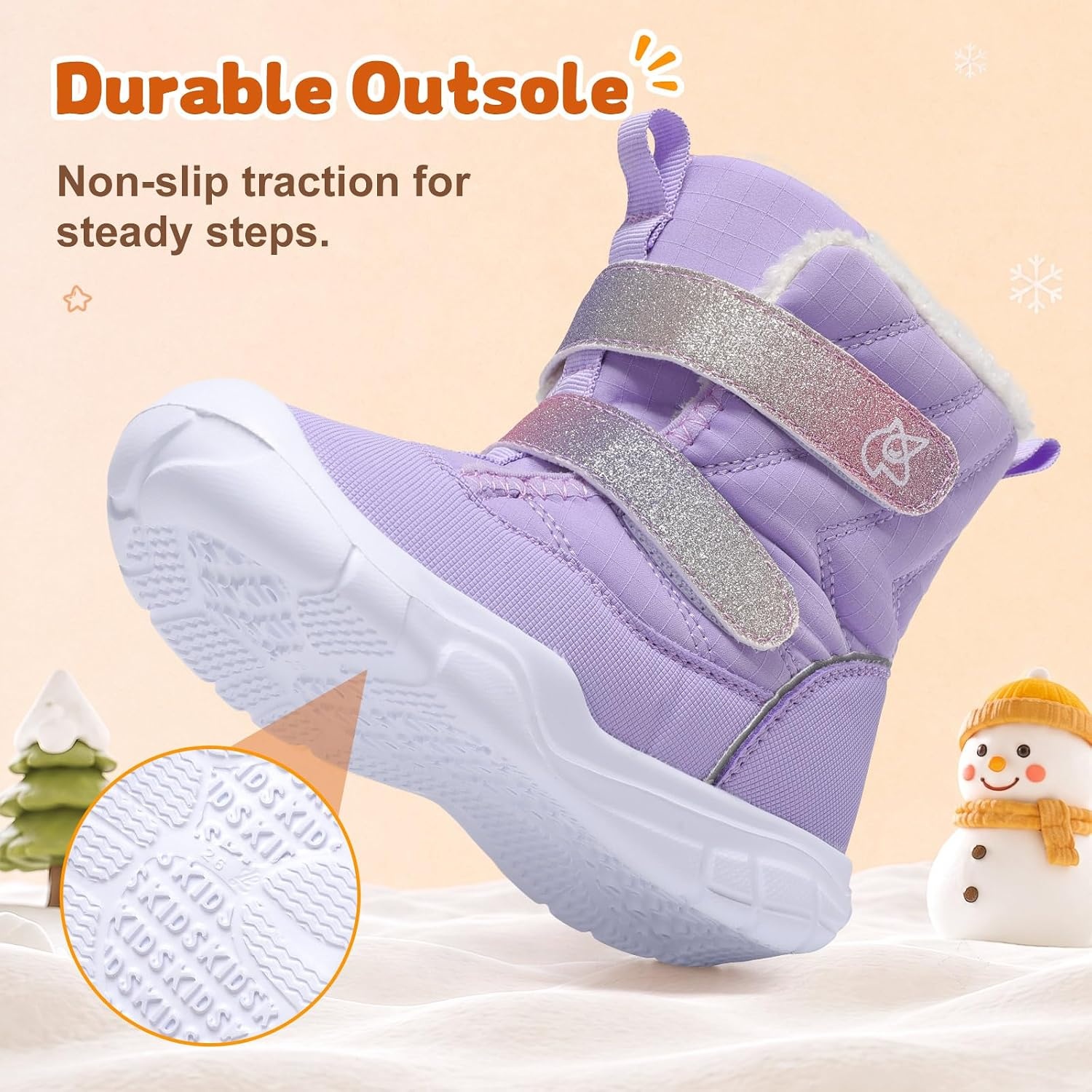 image:imageLeIsfIt Toddler Boots Boys Girls Plush Lined Snow Boots Warm Winter ShoesPurple