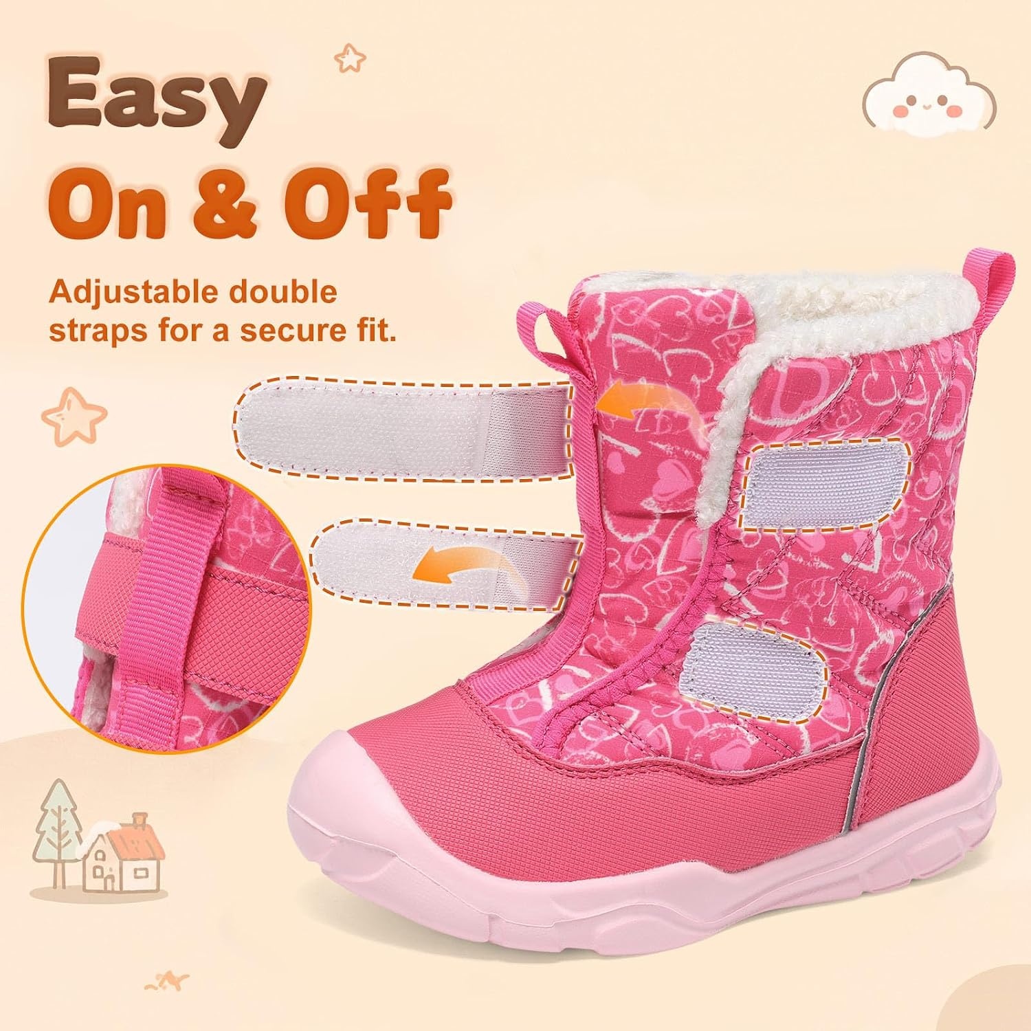 image:imageLeIsfIt Toddler Boots Boys Girls Plush Lined Snow Boots Warm Winter ShoesRose