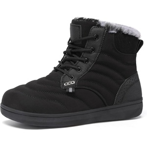 LeIsfIt Men’s Snow Boots Wide Toe Box Warm Faux Fur Lined Winter Shoes(Black)