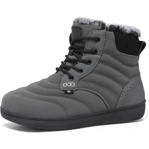 LeIsfIt Men’s Snow Boots Wide Toe Box Warm Faux Fur Lined Winter Shoes(Darkgrey)