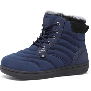 LeIsfIt Men’s Snow Boots Wide Toe Box Warm Faux Fur Lined Winter Shoes(Navy)