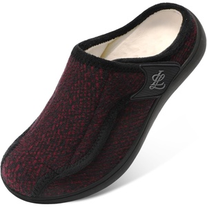 LeIsfIt Men’s Wide Toe Box Slippers Adjustable Comfort House Shoes(Red)