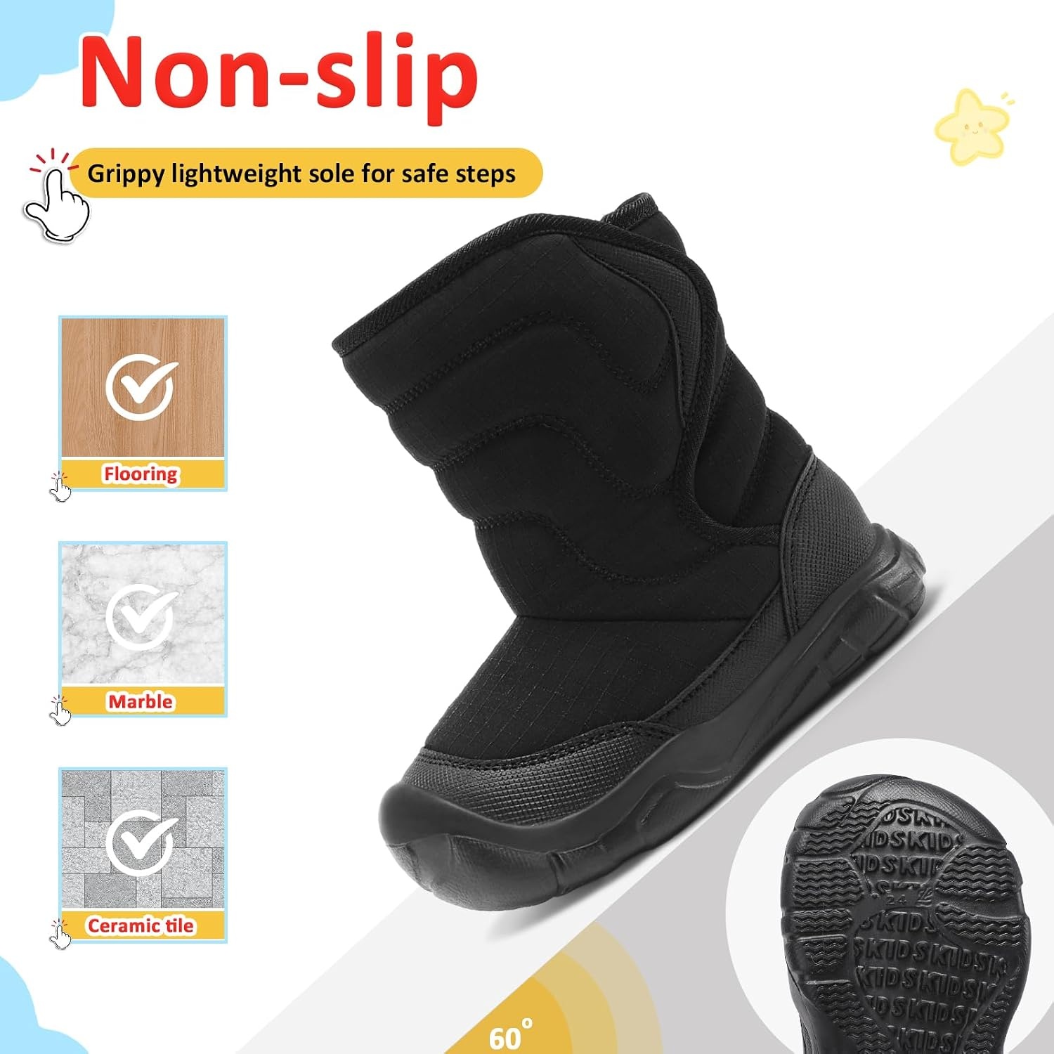 image:imageLeIsfIt Toddler Boots Boys Girls Plush Lined Snow Boots Cozy Winter ShoesBlack