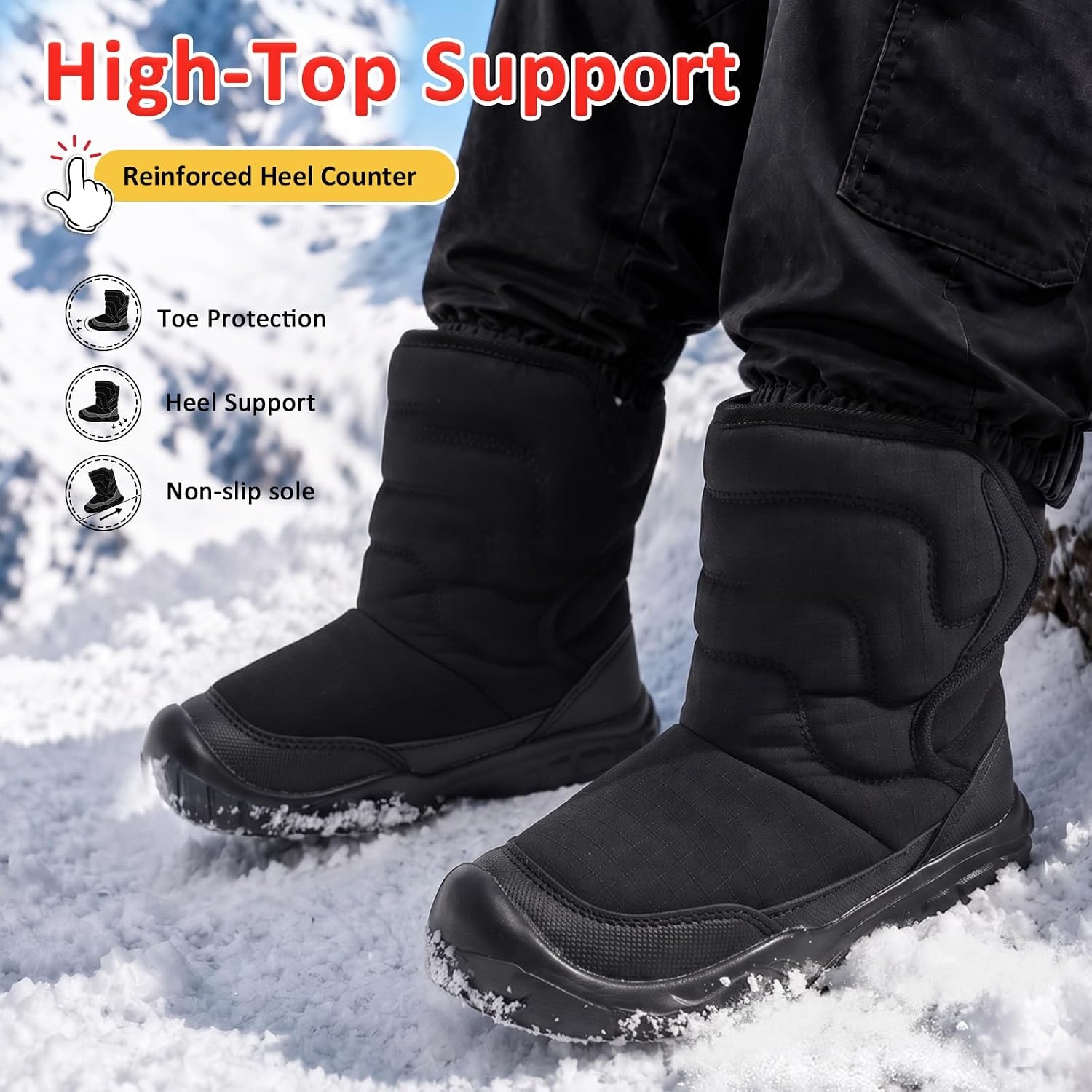 image:imageLeIsfIt Toddler Boots Boys Girls Plush Lined Snow Boots Cozy Winter ShoesBlack