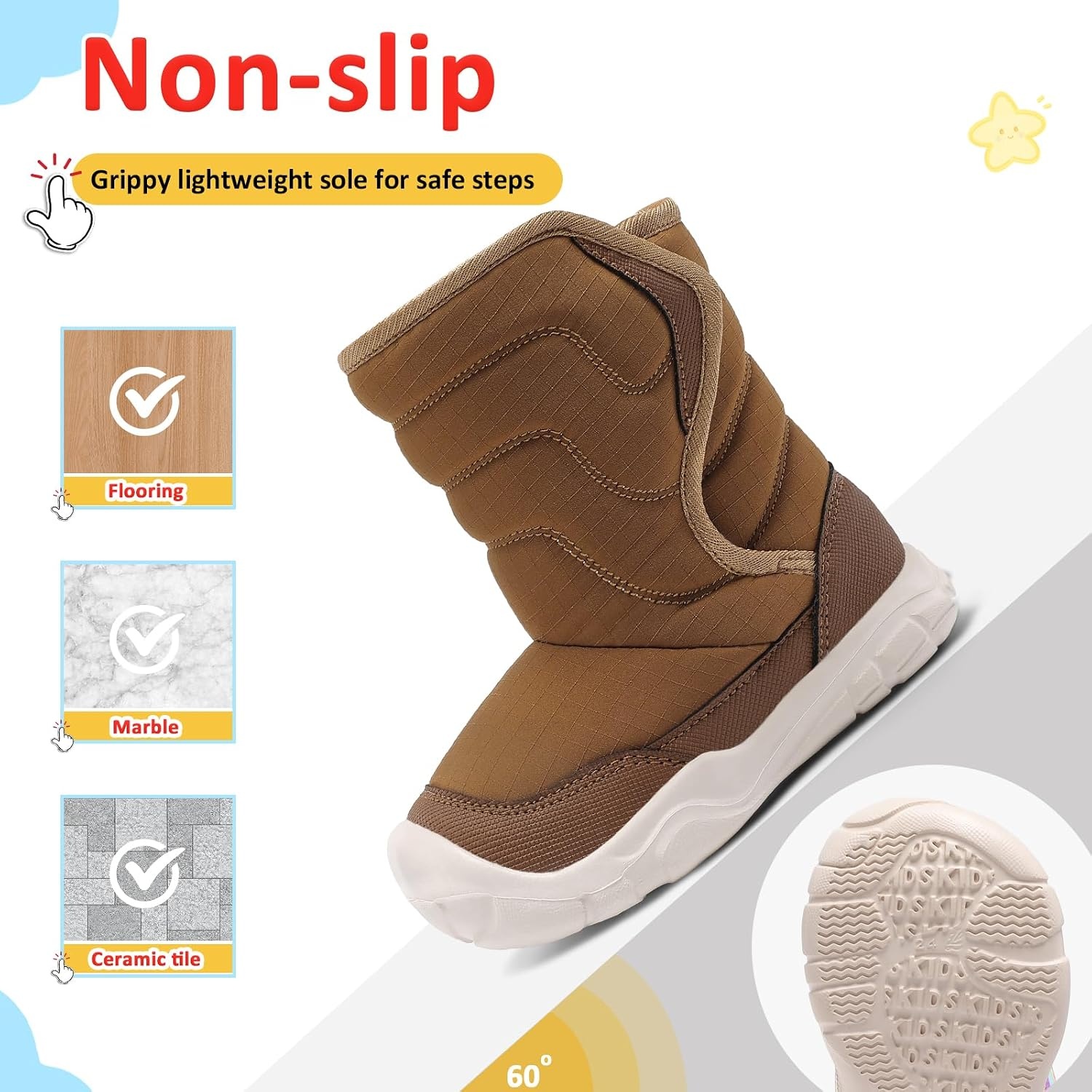 image:imageLeIsfIt Toddler Boots Boys Girls Plush Lined Snow Boots Cozy Winter ShoesBrown