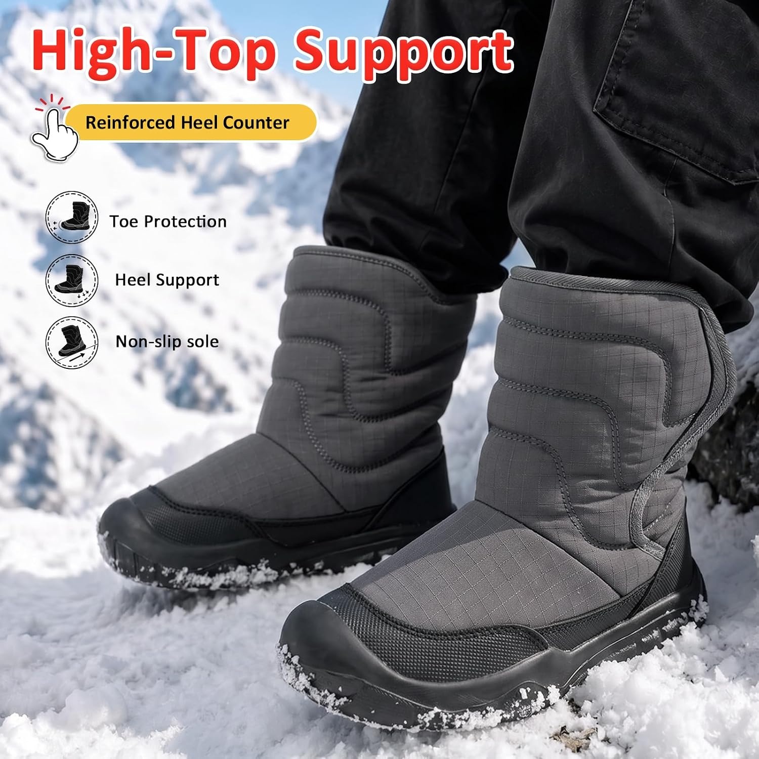 image:imageLeIsfIt Toddler Boots Boys Girls Plush Lined Snow Boots Cozy Winter ShoesGrey