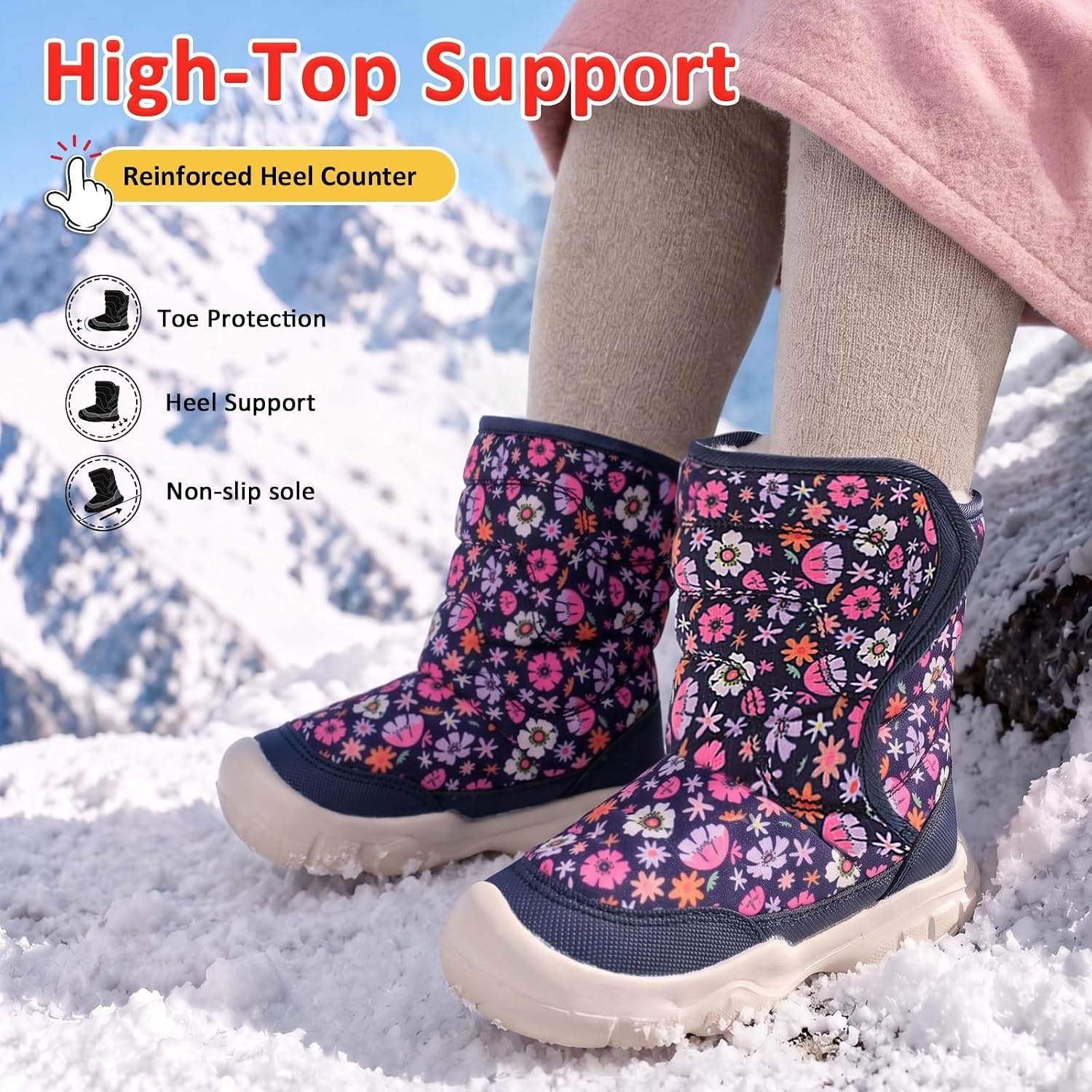 image:imageLeIsfIt Toddler Boots Boys Girls Plush Lined Snow Boots Cozy Winter ShoesNavyflower
