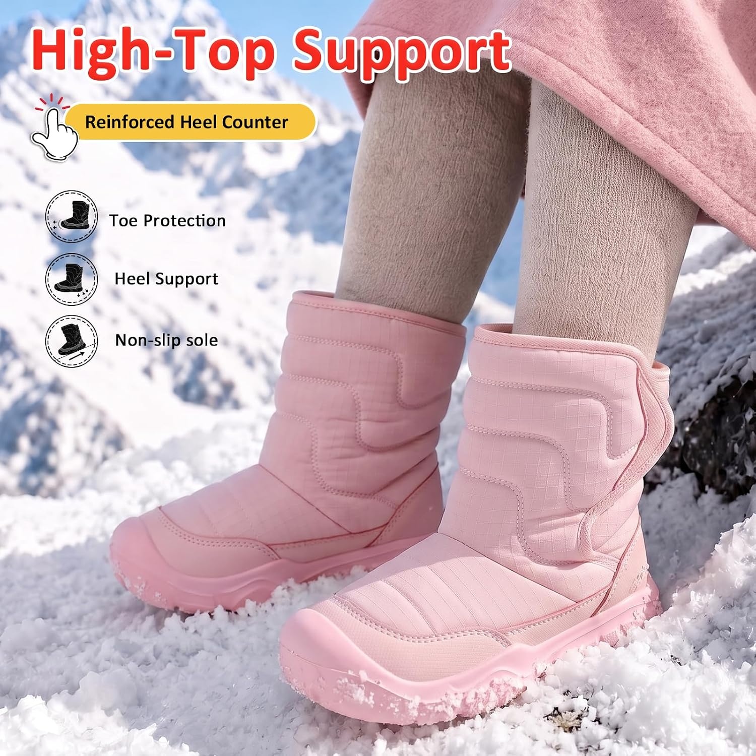 image:imageLeIsfIt Toddler Boots Boys Girls Plush Lined Snow Boots Cozy Winter ShoesPink