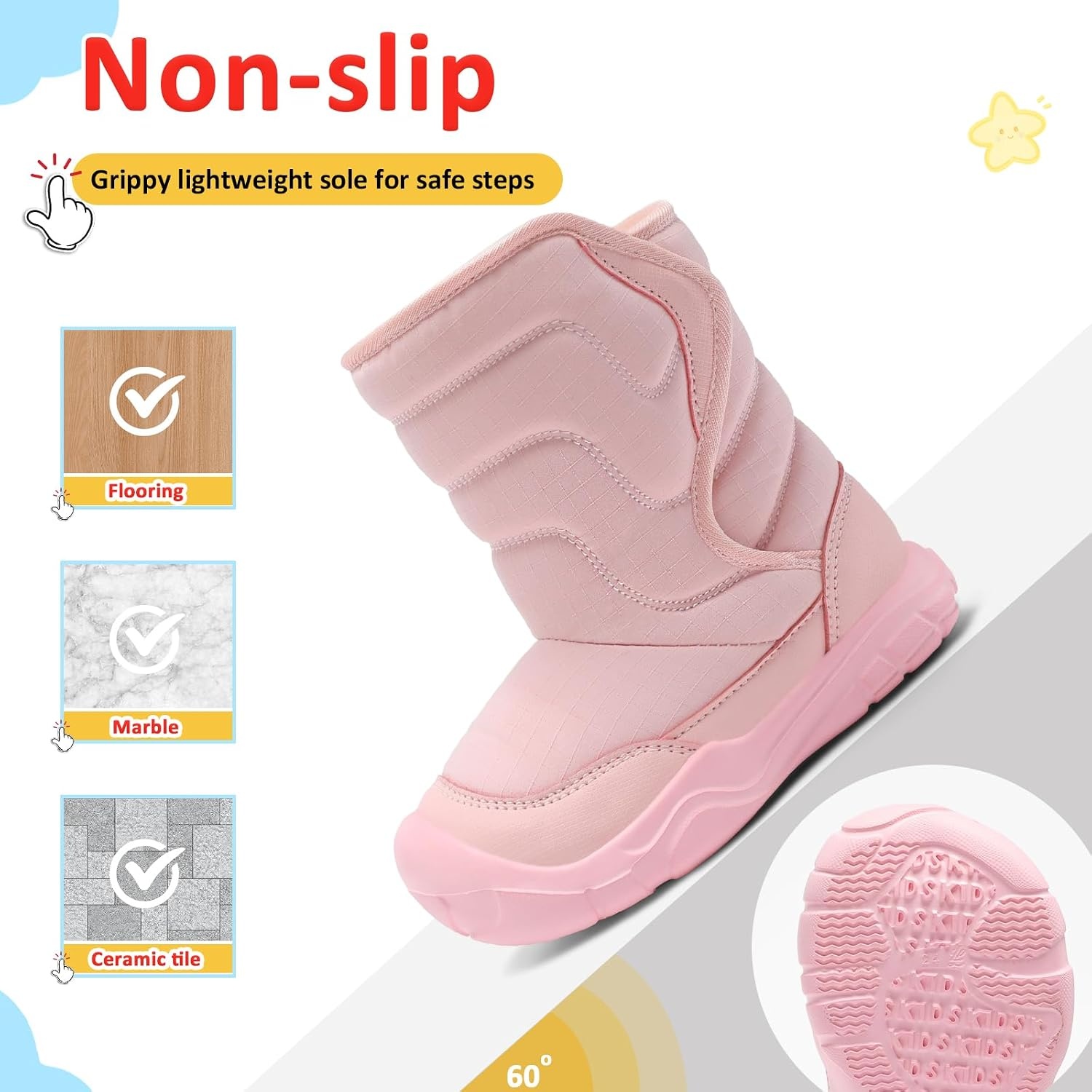 image:imageLeIsfIt Toddler Boots Boys Girls Plush Lined Snow Boots Cozy Winter ShoesPink