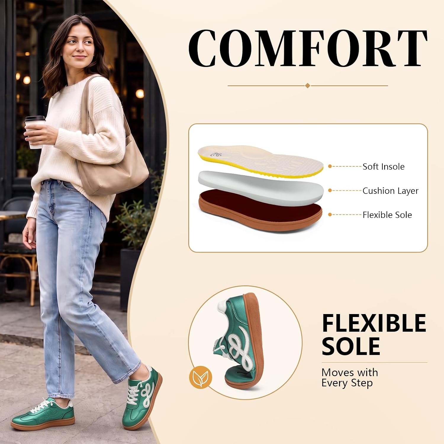 image:imageLeIsfIt Womens Retro Fashion Sneakers Wide Toe Box SlipOn Barefoot ShoesGreen