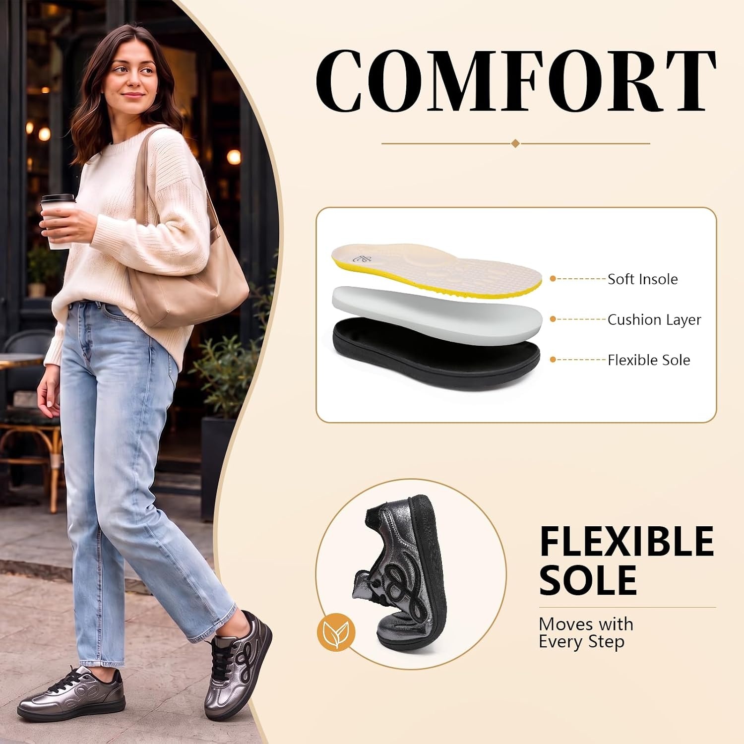 image:imageLeIsfIt Womens Retro Fashion Sneakers Wide Toe Box SlipOn Barefoot ShoesGrey