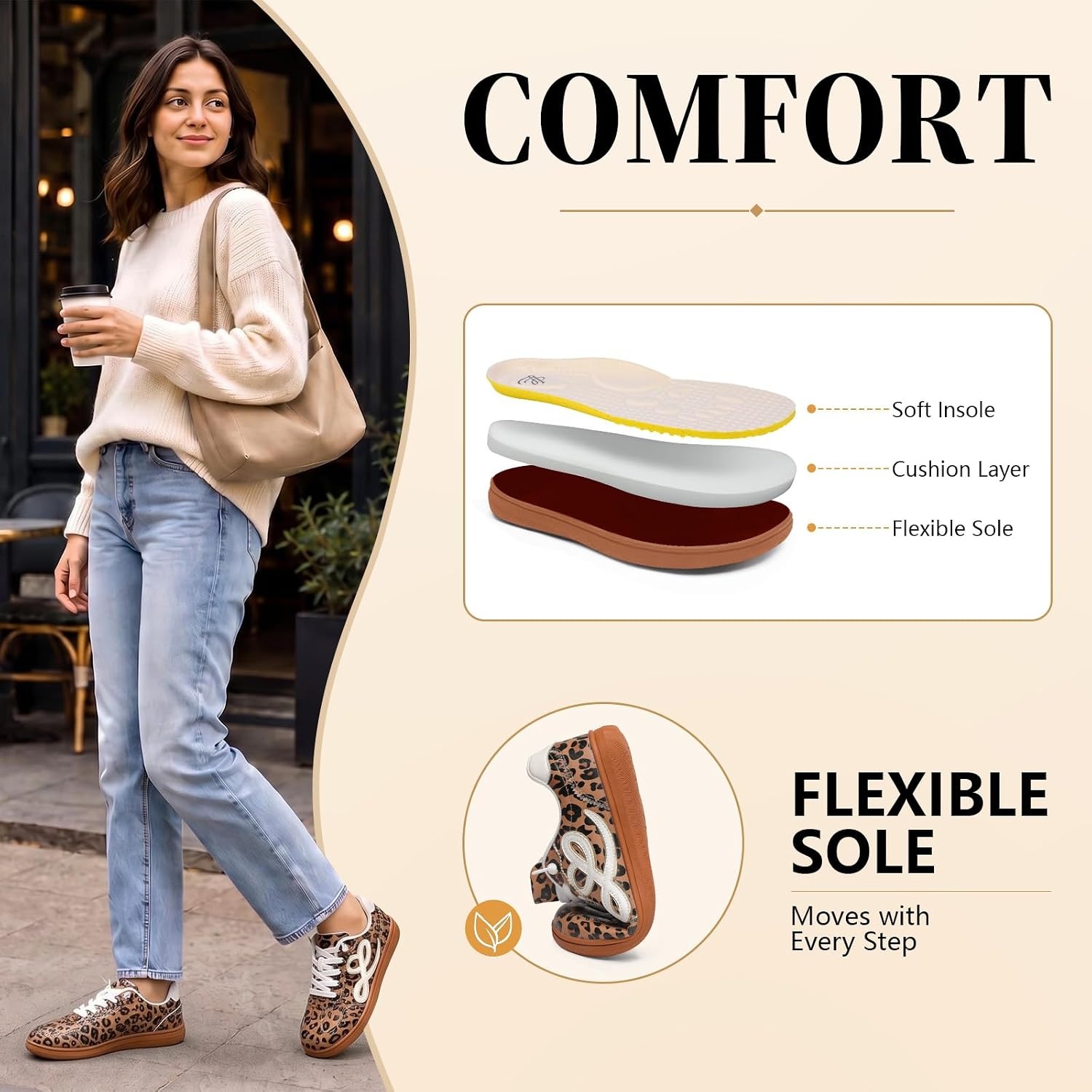image:imageLeIsfIt Womens Retro Fashion Sneakers Wide Toe Box SlipOn Barefoot ShoesLeopard