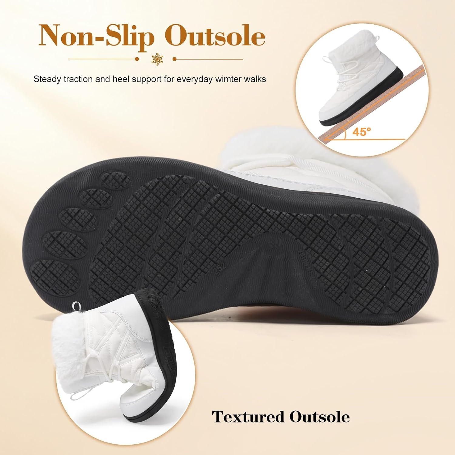 image:imageLeIsfIt Womens Winter Boots Faux Fur Lined Warm Ankle BootiesWhite