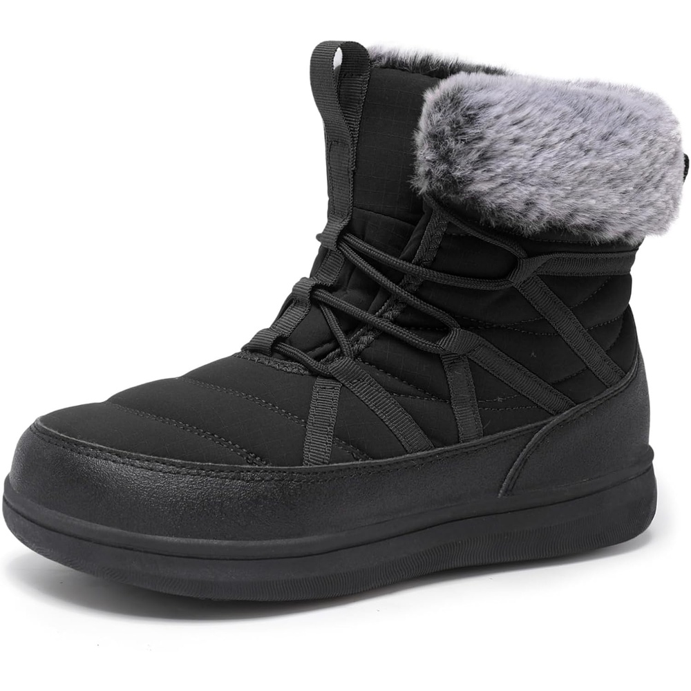 image:imageLeIsfIt Womens Winter Boots Faux Fur Lined Warm Ankle BootiesBlack