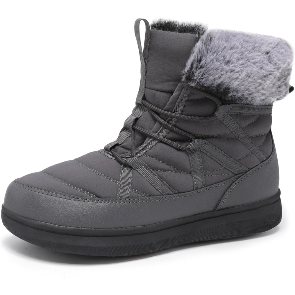image:imageLeIsfIt Womens Winter Boots Faux Fur Lined Warm Ankle BootiesGrey