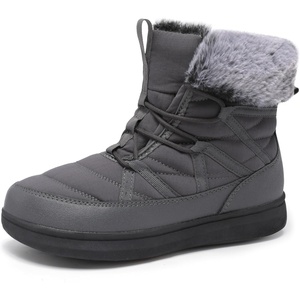 LeIsfIt Women’s Winter Boots Faux Fur Lined Warm Ankle Booties(Grey)